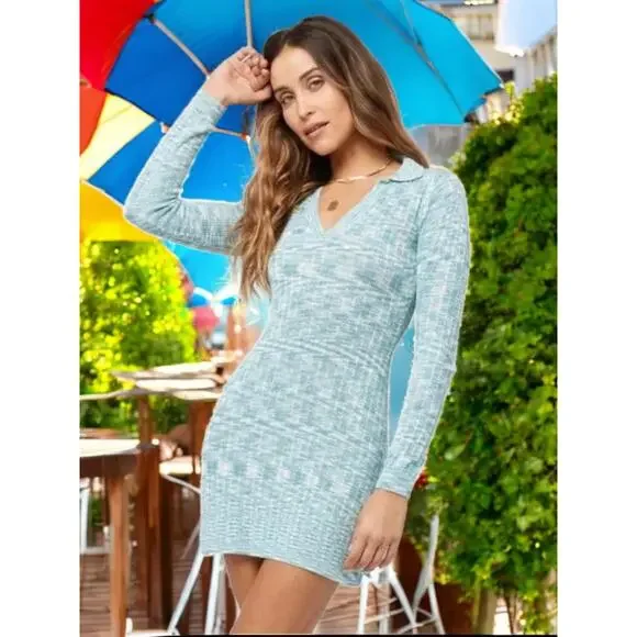 l*space | Dresses | Nwt Lspace By Revolve Aria Ribbed Blue Multi Mini Dress  S Wstretch Msrp 48 | Poshmark